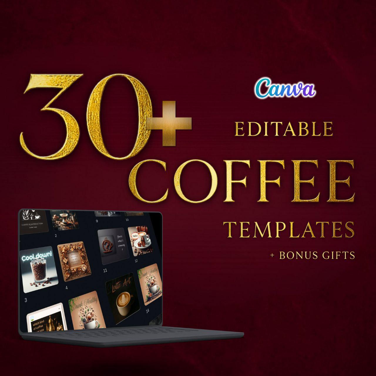 Coffee Shop Canva Templates: Social Media, Instagram (Digital Download)