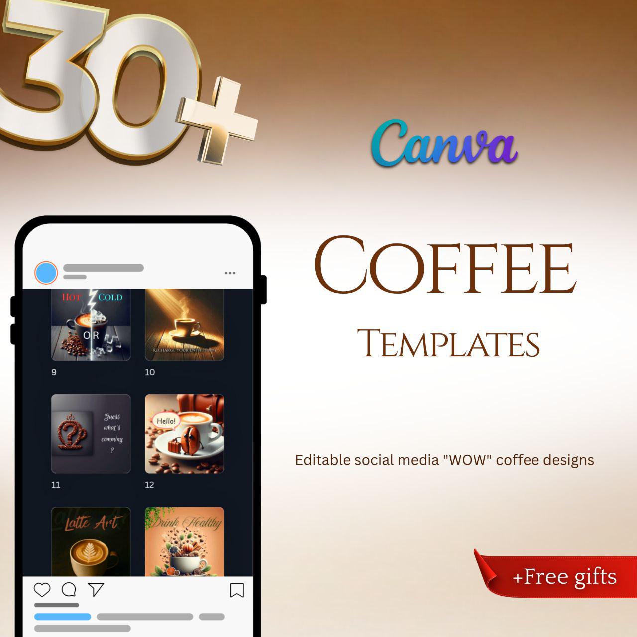 Coffee Shop Canva Templates: Social Media, Instagram (Digital Download)