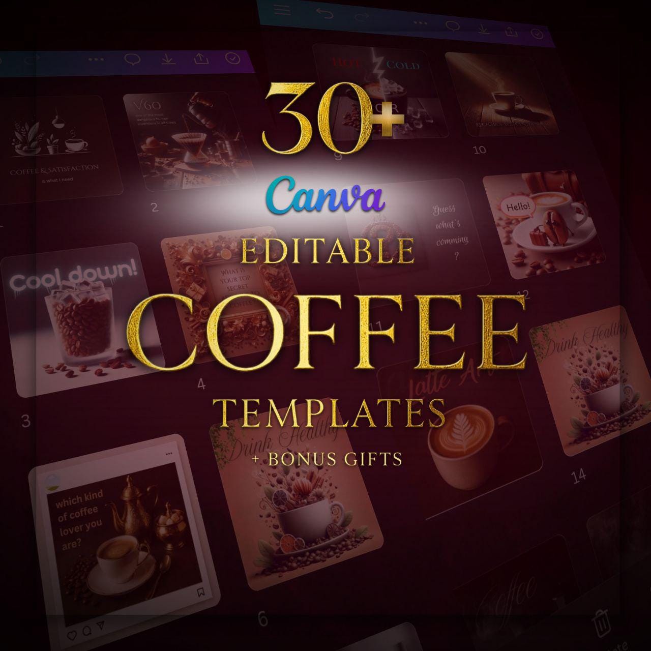 Coffee Shop Canva Templates: Social Media, Instagram (Digital Download)